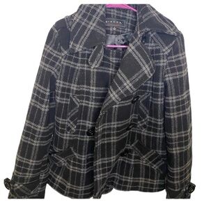 Giacca Black and Gray plaid wool winter coat